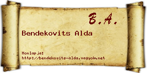 Bendekovits Alda névjegykártya